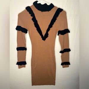 Fashion Nova Loving Arm Knit Dress. Mocha and Black. Size S.